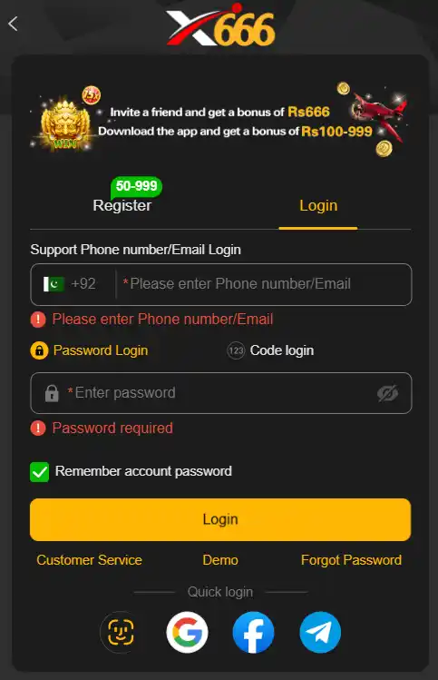 X666 Login
